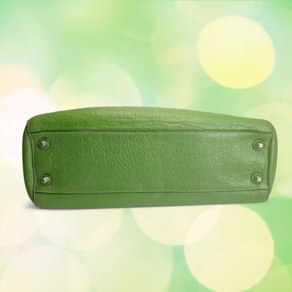 COACH Hampton Pebble Green Leather Satchel - Picture 11 of 15